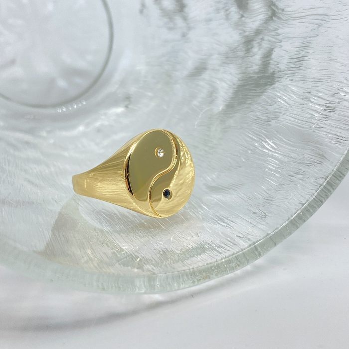 Retro Exaggerated Punk Heart Shape Copper Plating Carving 18K Gold Plated Open Ring