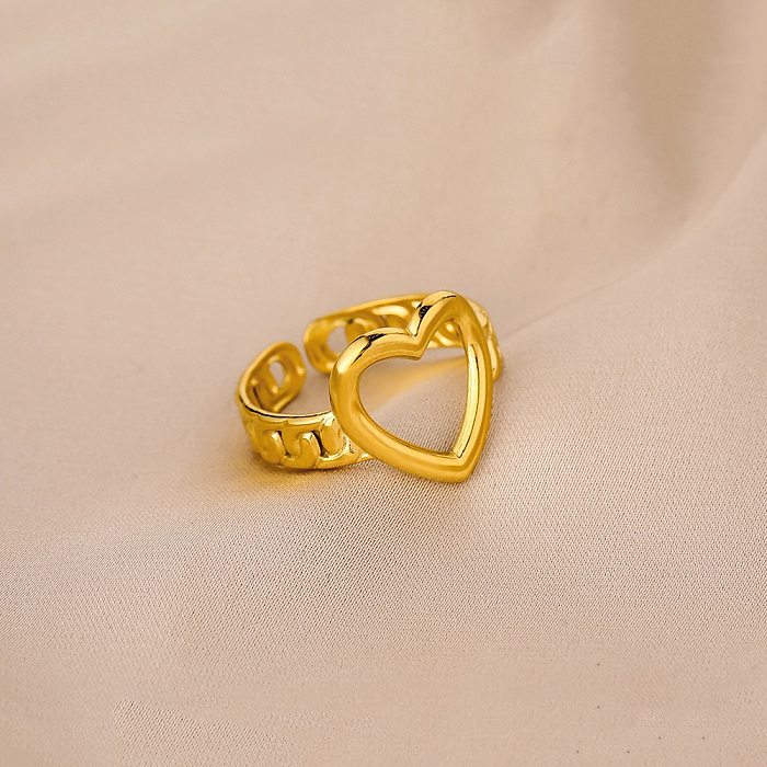 Novo estilo de anel de aço de titânio em forma de coração oco