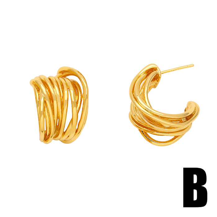 1 Pair Retro Classic Style Geometric Plating Copper 18K Gold Plated Ear Studs