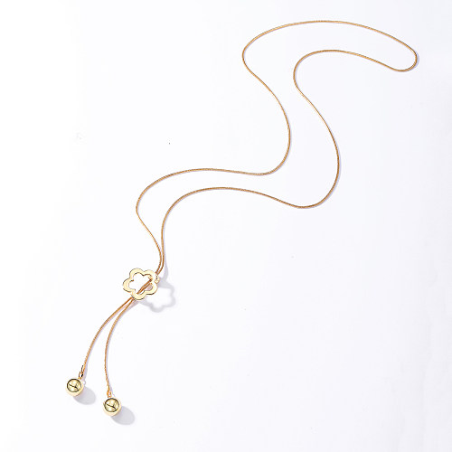 Cute Flower Copper Plating 18K Gold Plated Pendant Necklace