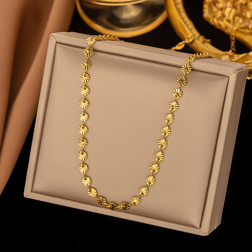 Simple Style Solid Color Titanium Steel Plating 18K Gold Plated Bracelets Necklace