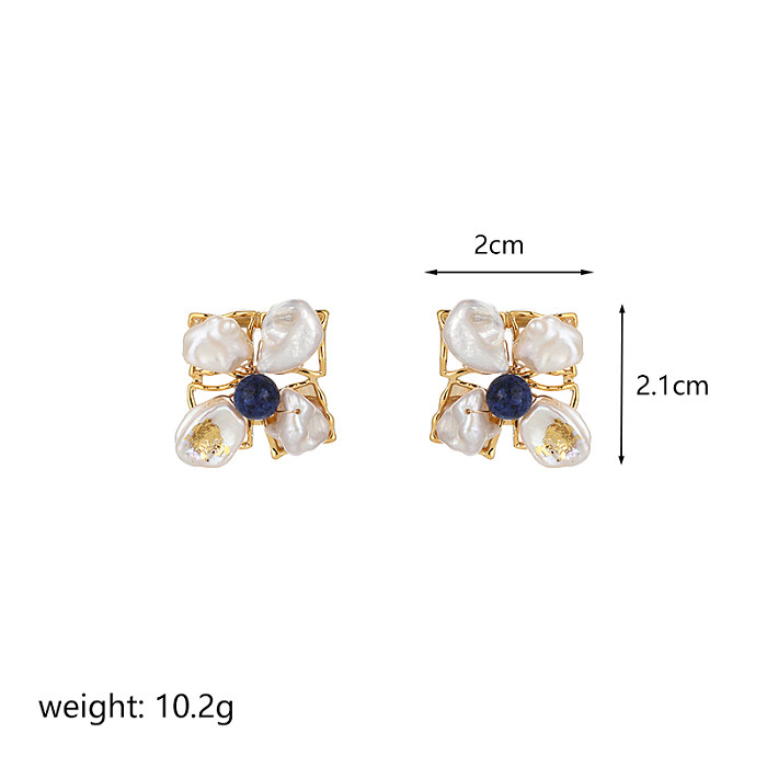 1 Pair Retro Simple Style Geometric Plating Copper 18K Gold Plated Ear Studs