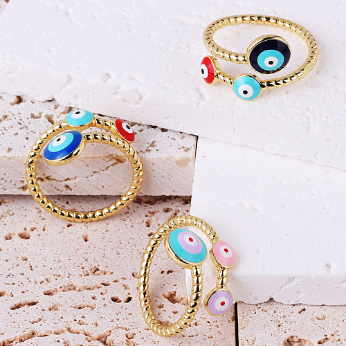 Fashion Devil'S Eye Copper Enamel Plating Rings 1 Piece