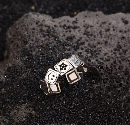 Simple Style Letter Star Smiley Face Copper Plating Inlay Zircon Silver Plated Open Ring