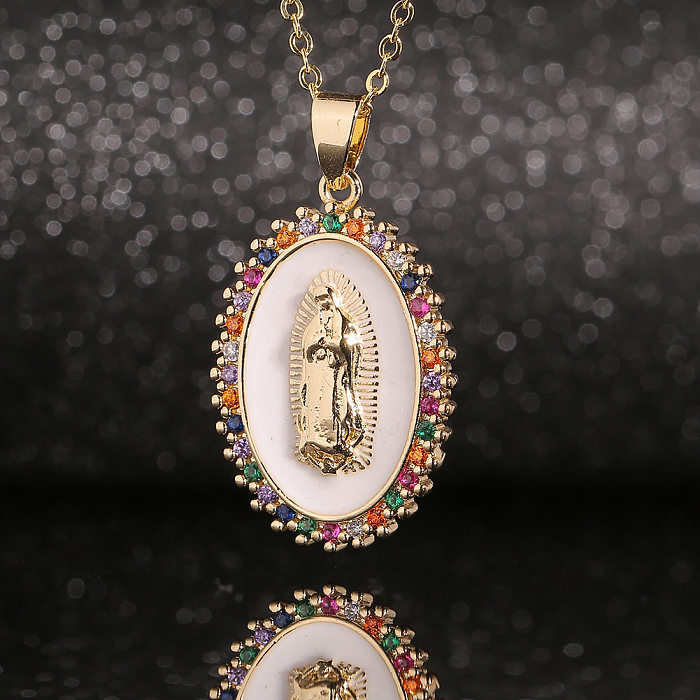 Colored Zircon Drop Oil Retro Women's Religious Pendant Jewelry