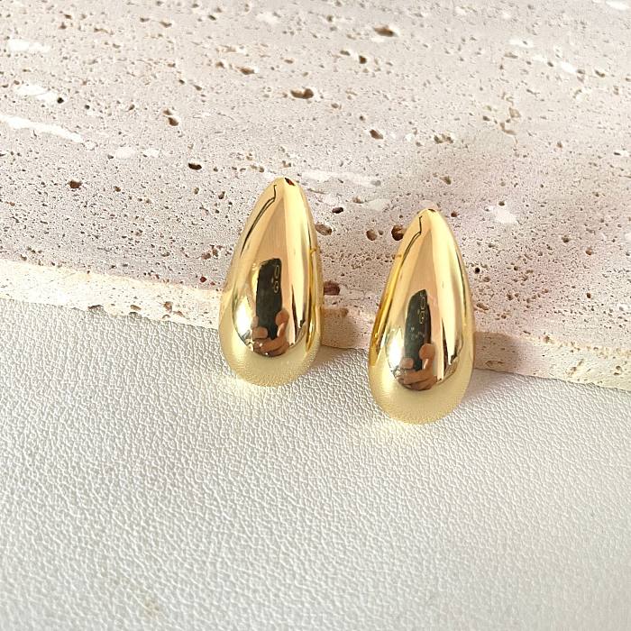 1 Pair Elegant Water Droplets Plating Copper 18K Gold Plated Ear Studs