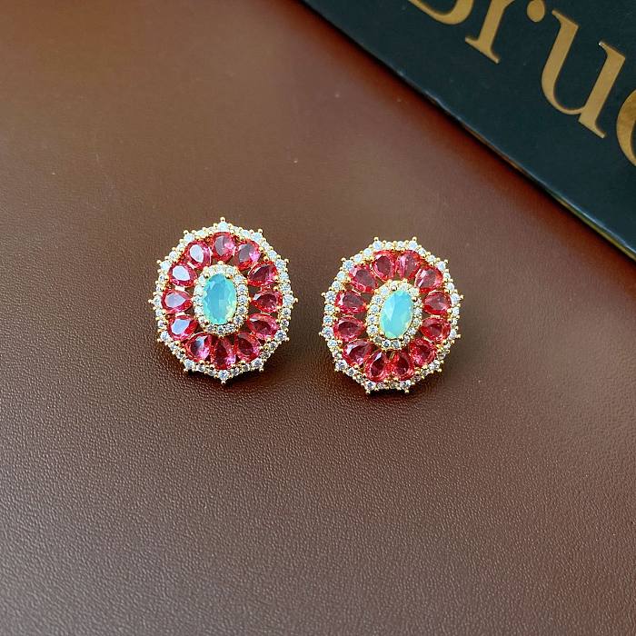 1 par de pendientes de diamantes de imitación de cristal Artificial de cobre con incrustaciones de borlas en forma de corazón de estilo barroco