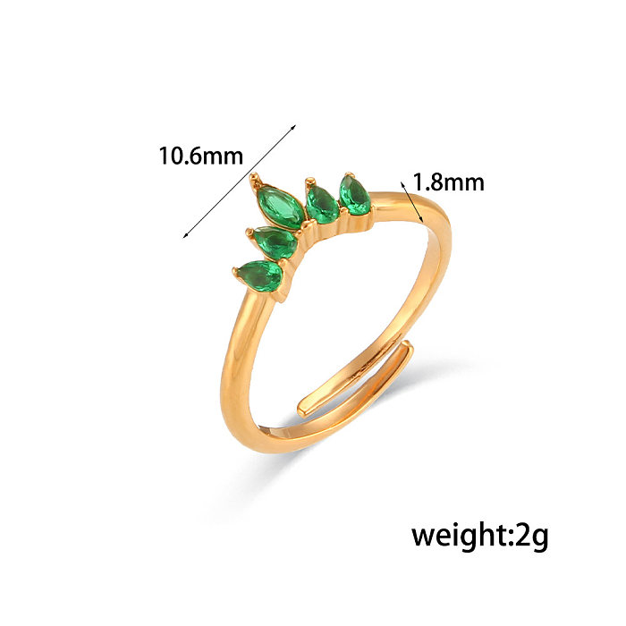Fashion Crown Stainless Steel Plating Inlay Zircon Open Ring 1 Piece