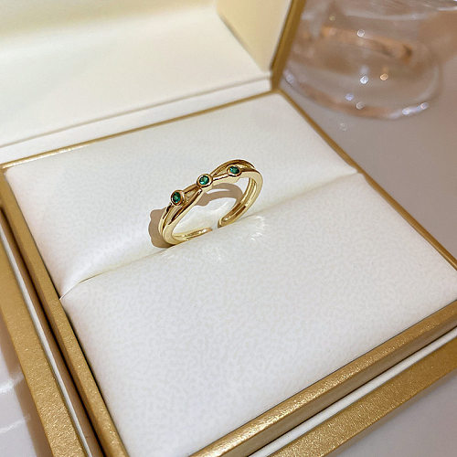 Fashion Heart Shape Flower Bow Knot Copper Pearl Plating Inlay Zircon Open Ring 1 Piece