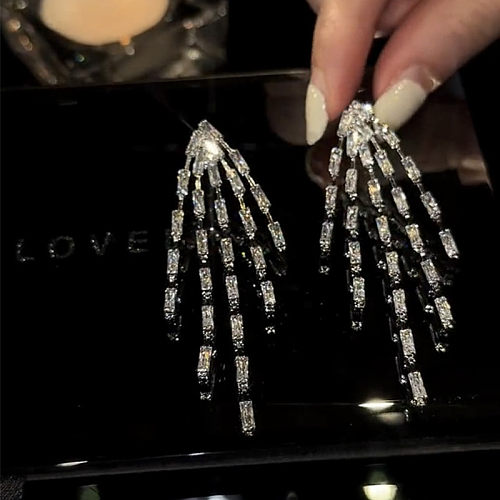 1 Pair Elegant Fireworks Inlay Copper Zircon Drop Earrings