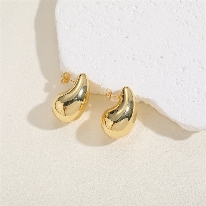 Bonito estilo simples comutar gotas de água chapeamento de cobre oco 14k banhado a ouro branco brincos colar