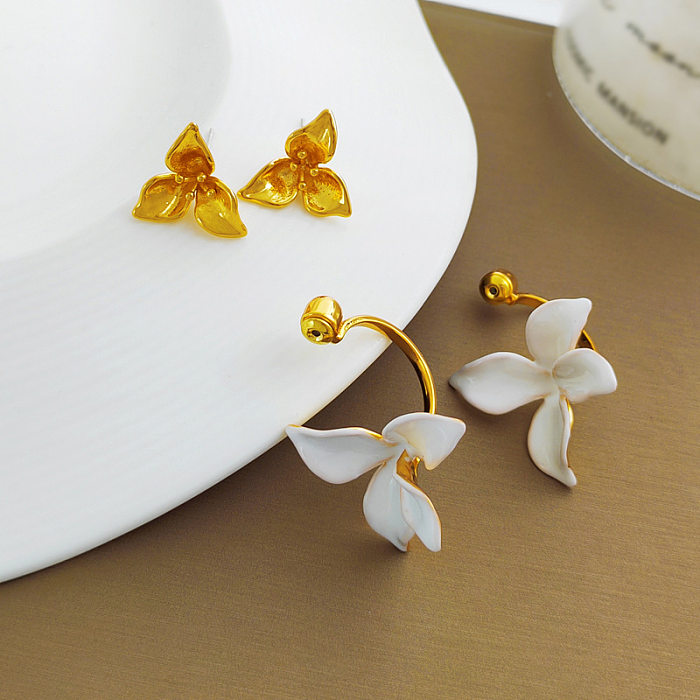 1 Pair Sweet Flower Copper Plating Earrings