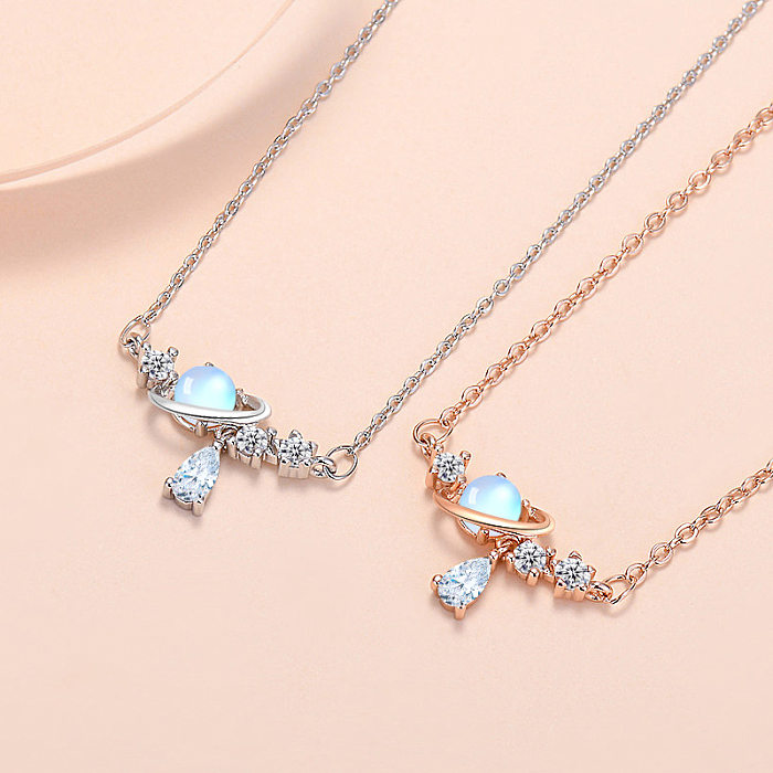 Sweet Planet Copper Plating Inlay Zircon Necklace