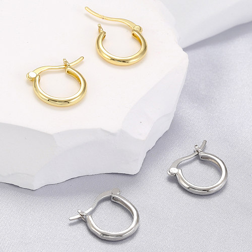 1 Pair Simple Style Solid Color Brass Plating 18K Gold Plated Earrings