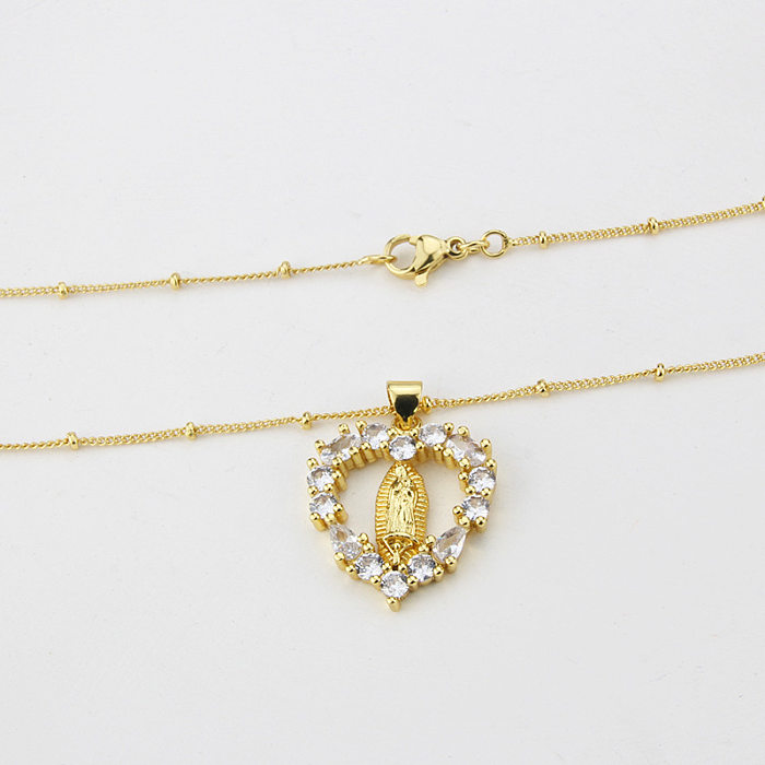 Europäische und amerikanische neue Diamant-Jungfrau-Halskette, weibliche AliExpress-Spot-Direktversorgung, verkupfertes Gold, Liebes-Jungfrau-Glauben-Anhänger