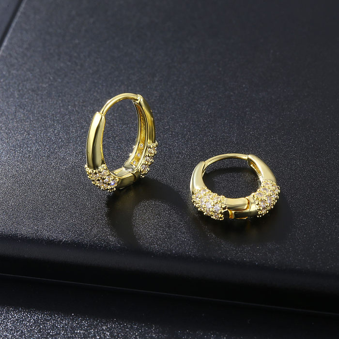 1 Pair Simple Style U Shape Plating Inlay Copper Zircon Silver Plated Hoop Earrings