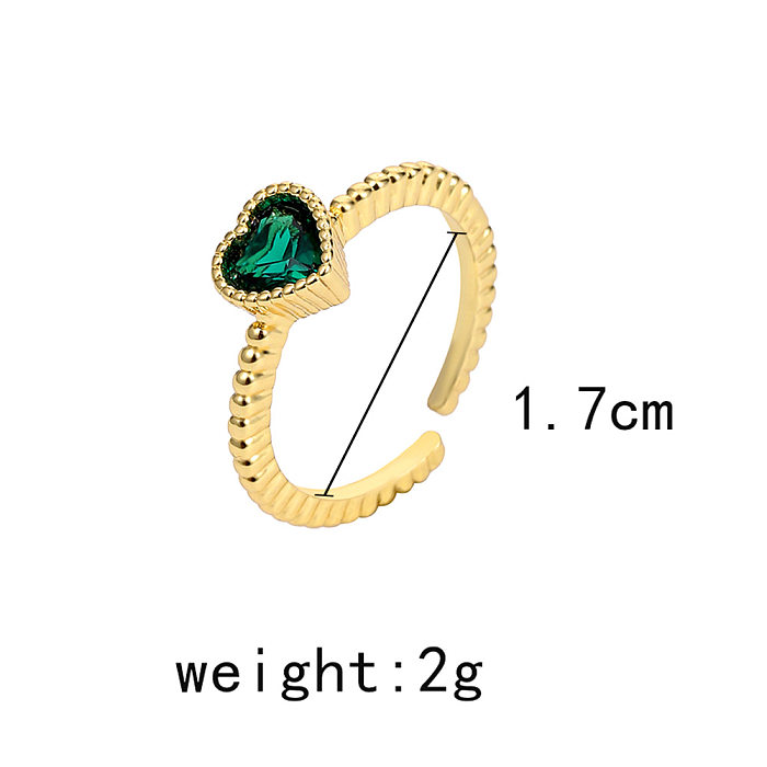 Glamouröse offene Ringe in Herzform mit Kupferbeschichtung und künstlichen Edelsteinen