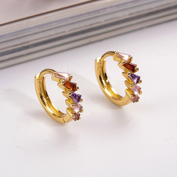 1 Pair Simple Style Rectangle Plating Inlay Copper Zircon 18K Gold Plated Earrings
