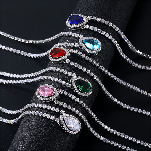 Casual Classic Style Water Droplets Copper Zircon Pendant Necklace In Bulk