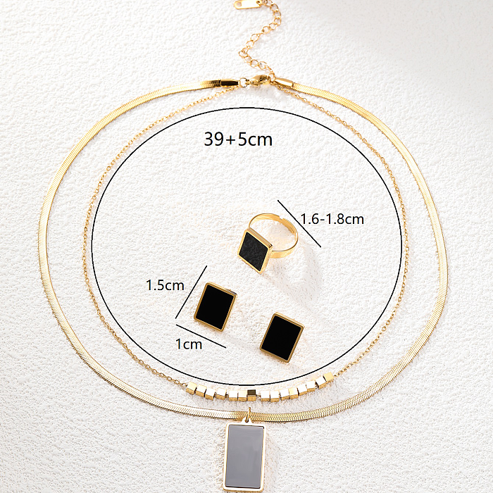 Conjunto de joyería chapado en oro de 18 quilates con incrustaciones de plástico de acero inoxidable rectangular de estilo moderno estilo IG