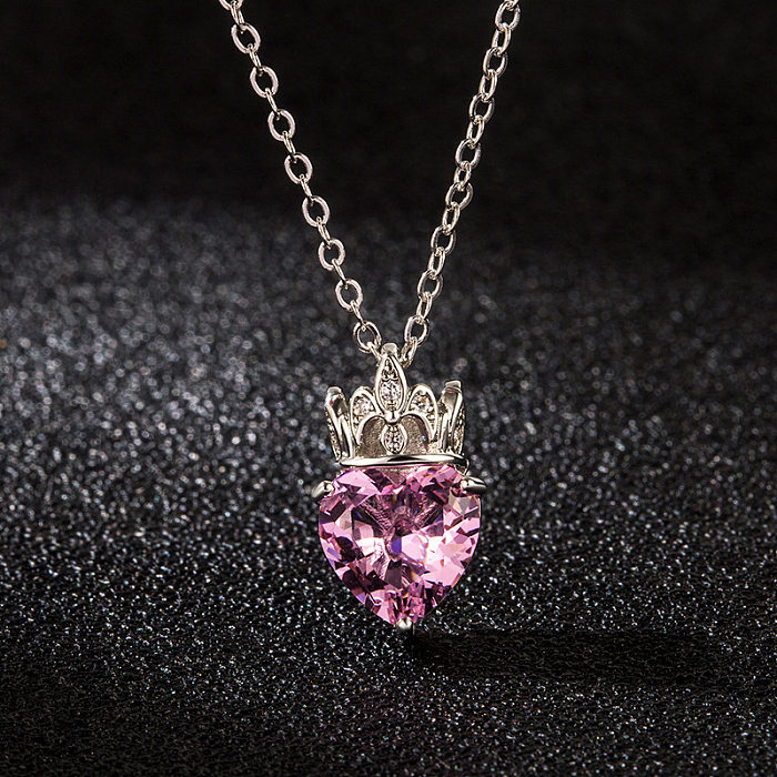 Fashion Queen Necklace Retro Crown Pendant Peach Heart Pendant Clavicle Chain Love Necklace