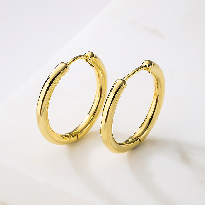 Fashion Circle Copper Gold Plated Hoop Earrings 1 Pair