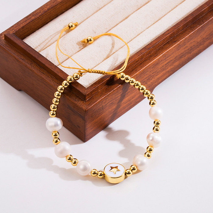 1 Stück Mode Kreuz Mond Herz Form Seil Kupfer Perlen Beschichtung Geflecht Armbänder