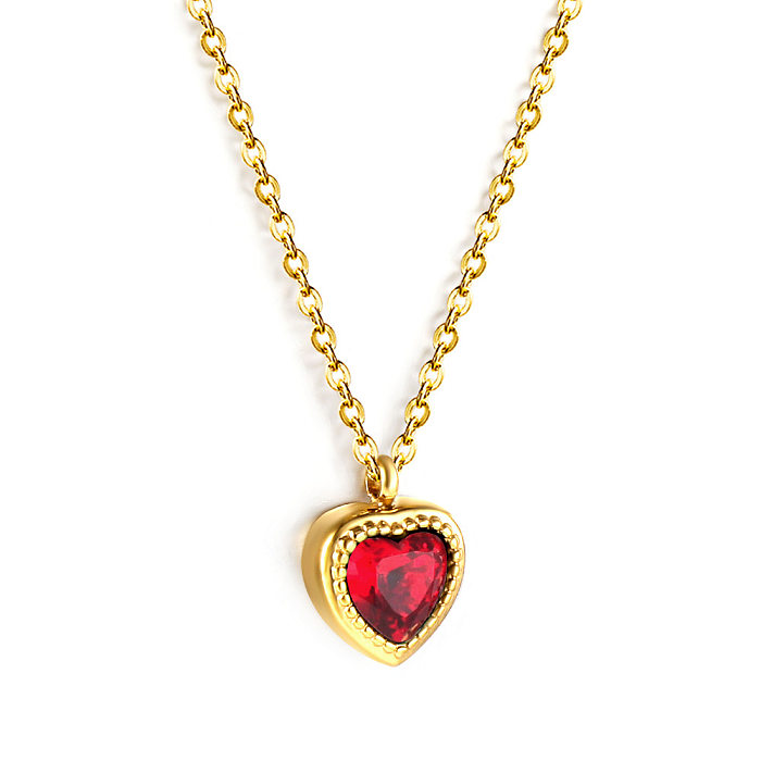 Elegant Streetwear Heart Shape Stainless Steel Plating Inlay Zircon Earrings Necklace