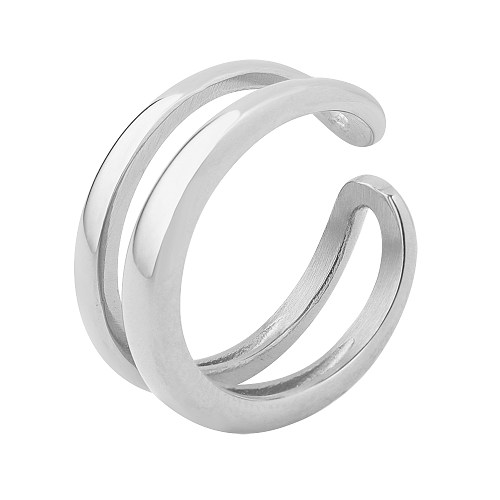 Basic Modern Style Solid Color Titanium Steel Plating 18K Gold Plated Rings