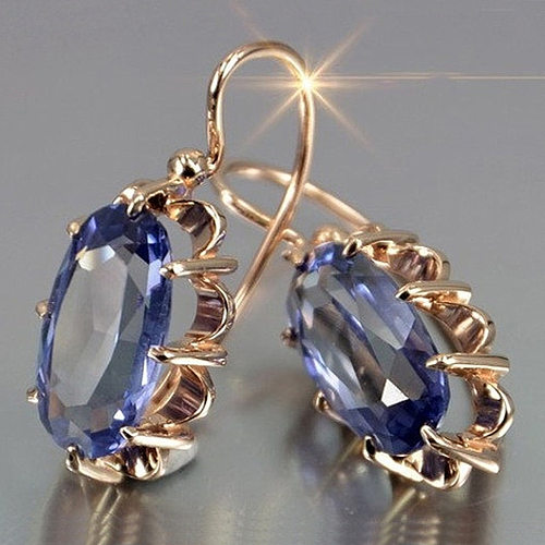1 paire de boucles d'oreilles pendantes Glam luxueuses avec incrustation de cuivre géométrique et pierres précieuses artificielles