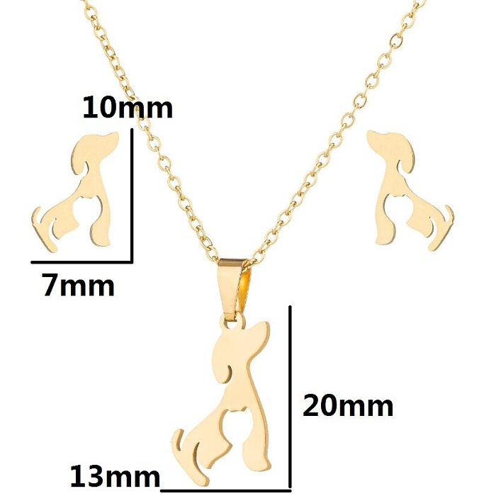 Fashion Animal Stainless Steel Titanium Steel Plating Earrings Necklace 1 Set