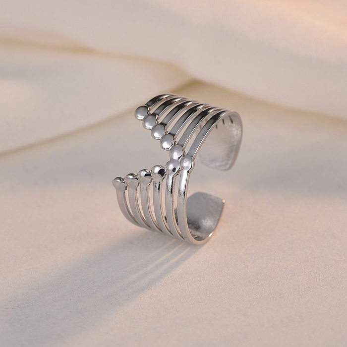 Simple Style Geometric Titanium Steel Plating Hollow Out Open Ring