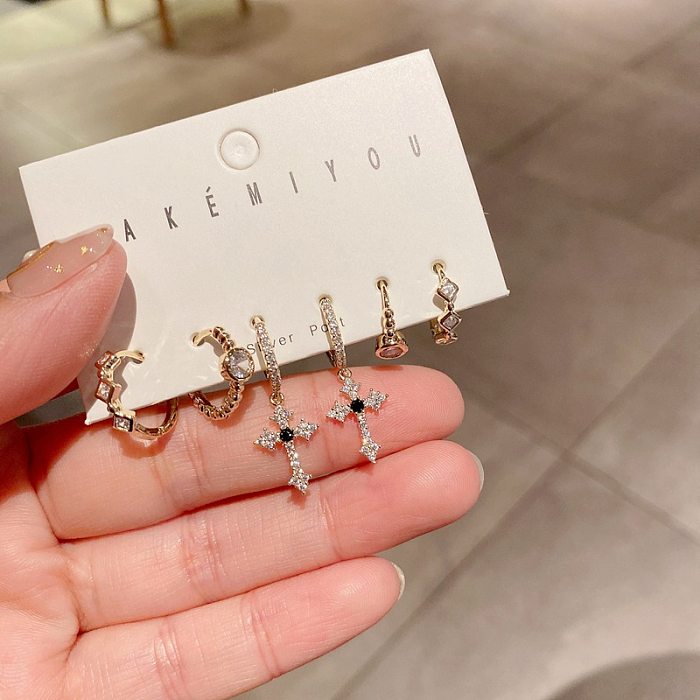 Yakemiyou Fashion Geometric Copper Inlaid Zircon Artificial Gemstones Earrings