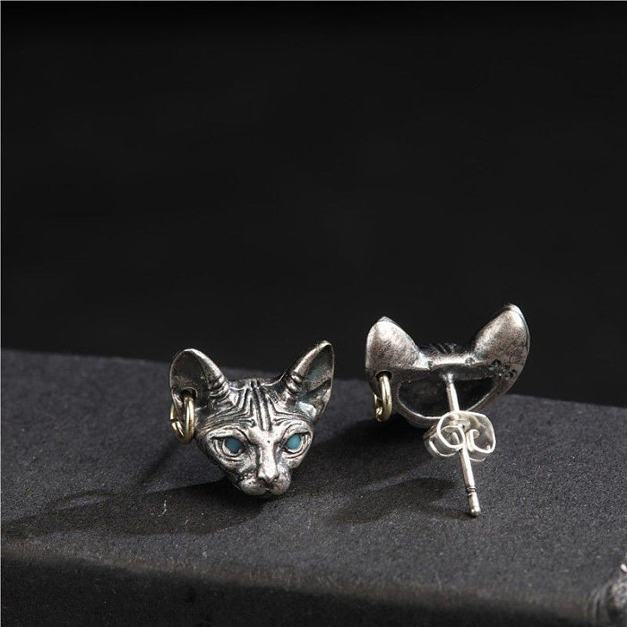 1 paire de clous d'oreilles en cuivre plaqué émail pour chat, Style Cool, Style IG