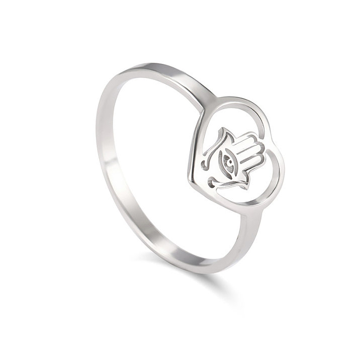 IG Style Simple Style Palm Heart Shape Eye Stainless Steel Rings In Bulk