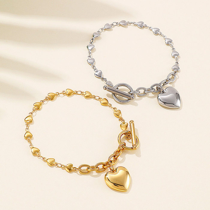 Collier et Bracelet en forme de cœur avec boucle OT européenne et américaine, chaîne O en forme de cœur, costume en acier inoxydable