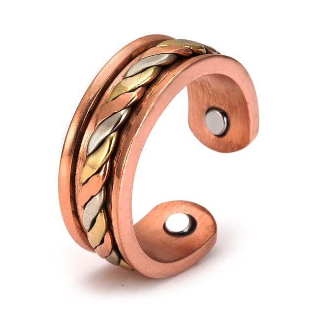 Pulseiras de anéis de cobre de material magnético geométrico estilo vintage