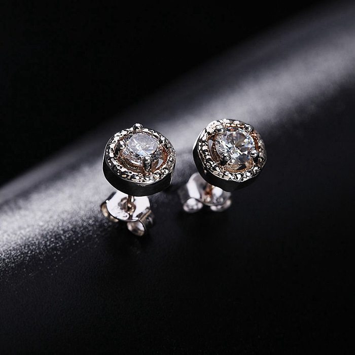 Glam Round Copper Zircon Rings Earrings Necklace In Bulk