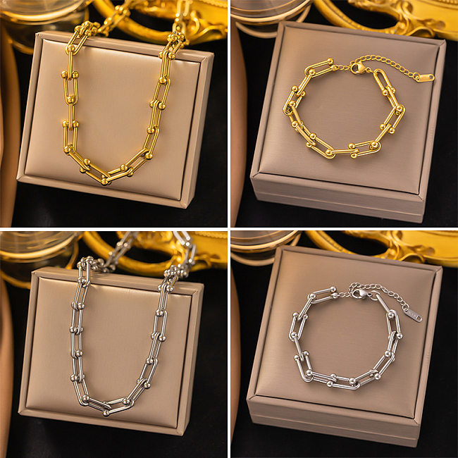 Lässige Streetwear-Armband-Halskette in U-Form mit Titanstahlbeschichtung