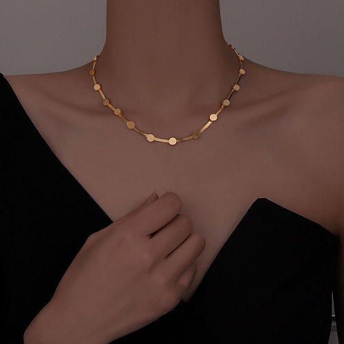 Elegant Round Solid Color Titanium Steel Bracelets Necklace