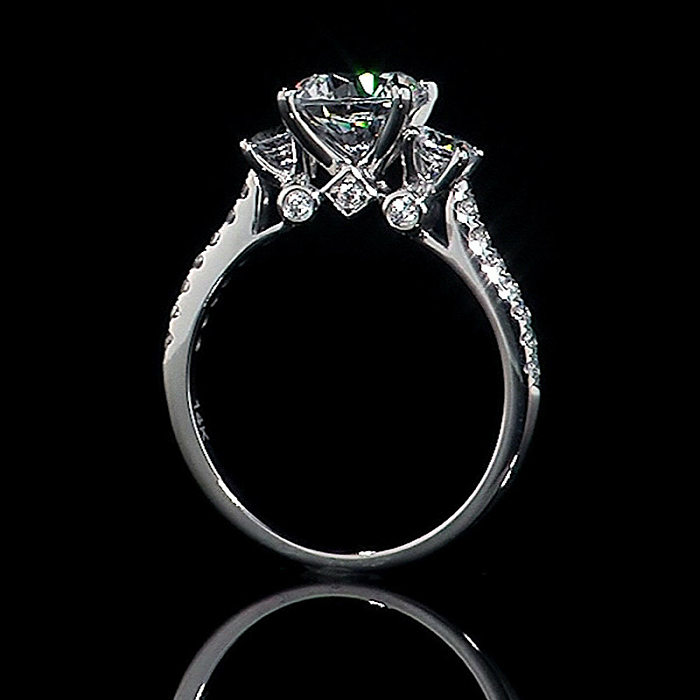 Fashion Simulation Three Round Diamond Zircon Wedding Dinner Copper Ring Female