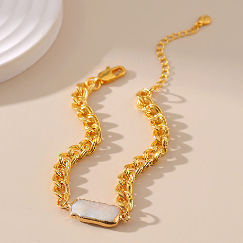 Retro Rectangle Copper Inlay Shell Bracelets