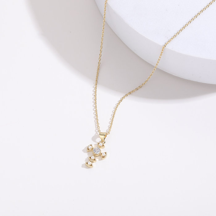 1 Piece Fashion Classic Style Commute Cross Copper Irregular Zircon Pendant Necklace Necklace