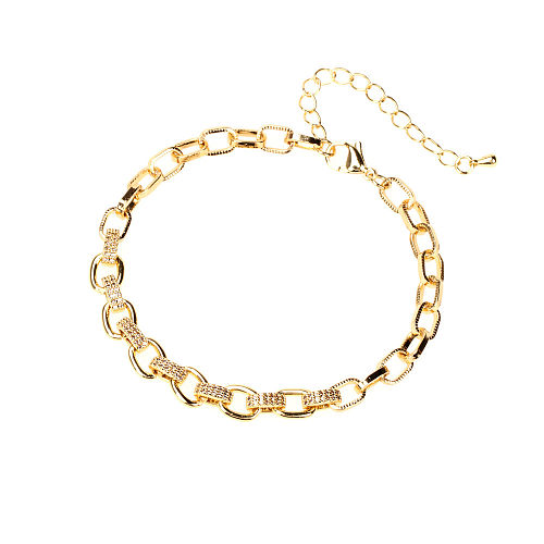 Wholesale Jewelry Retro Adjustable Thick Chain Copper Inlaid Zircon Bracelet jewelry