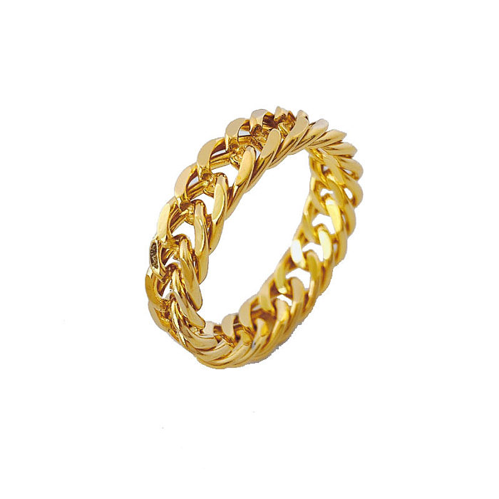 Classic Style Commute Solid Color Titanium Steel Plating 18K Gold Plated Rings