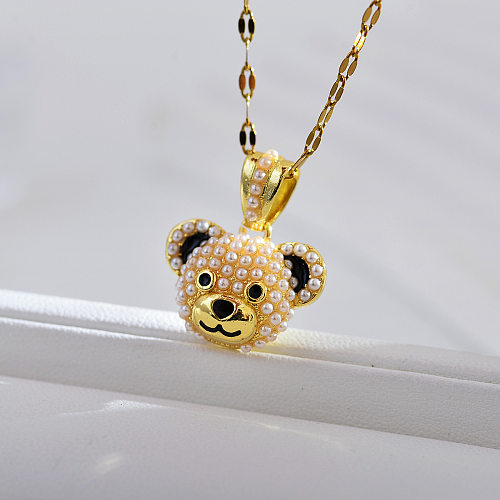Copper Micro Inlay Exquisite Bear Necklace For Women Light Luxury Exquisite Clavicle Chain All-Match Niche Pendant Ornaments Wholesale