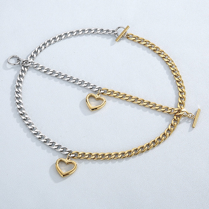 Ensemble de collier et bracelet en forme de cœur de pêche, tendance européenne et américaine, vente en gros