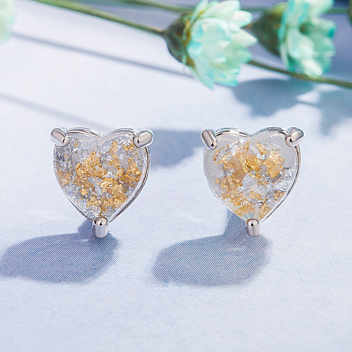 Heart-shaped Opal Earrings European And American Colorful Stone Zircon Earrings