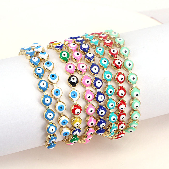 Bohemian Melange Demon Eye Ladies Copper Bracelet Ethnic Adjustable Bracelet Hand Jewelry