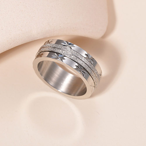 Casual Retro Geometric Titanium Steel Rings In Bulk